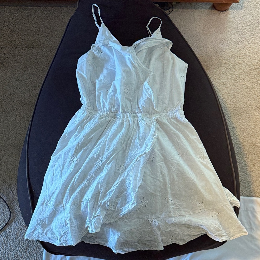Express Medium Elegant White Eyelet Dress
